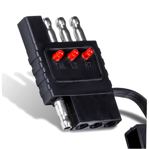 ONLINE LED STORE True Mods 4-Way Flat Trailer Wiring Tester [Nickel-Plated Copper Terminals] [Male & Female] [Continuity Test] 4-Pin Trailer Light Wire Circuit Tester