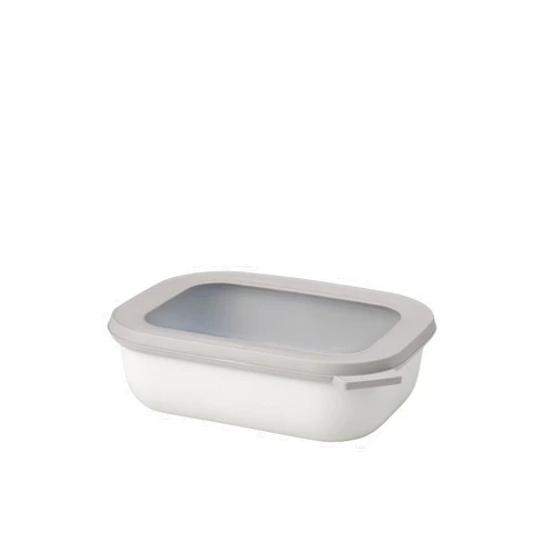 Mepal Cirqula 34oz/1,000ml Circular Rectangular Multi Food Storage & Serving Container with Transparent Lids | Perfect for Food Prep | Microwave & Dishwasher Safe | Nordic White | Made in Holland