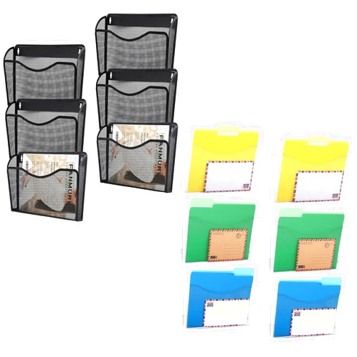COSYAWN 12 Pack Metal and Clear Wall File Organizer