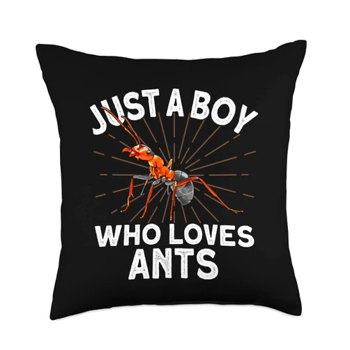 Best Ant Gift Ant Insect Lover Accessories & Stuff Cool Men Boys Kids Farm Entomology Ants Insect Throw Pillow, 18x18, Multicolor