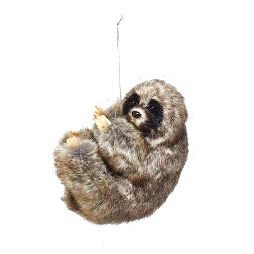Kurt Adler 4-inch Furry Sloth Hanging Ornament, Gray-Brown, Plastic, Holiday