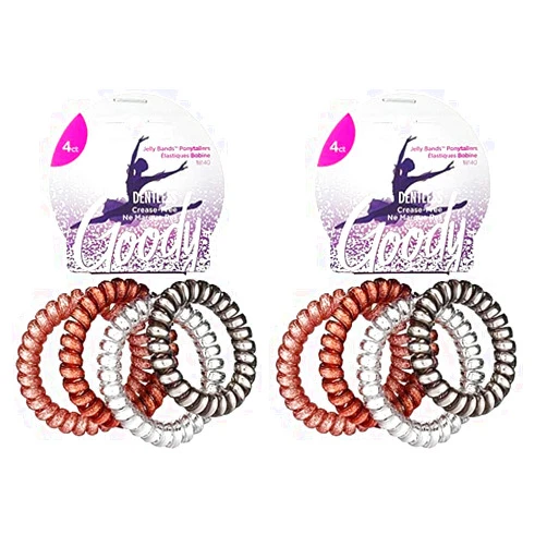 GOODY Icy Holiday Coils, Assorted Jelly Bands Ponytailers Hair Accessories for Men, Women, Boys & Girls to Style with Ease & Keep Your Hair Secured for All Hair Types, Multi, 4 Count (Pack of 2)