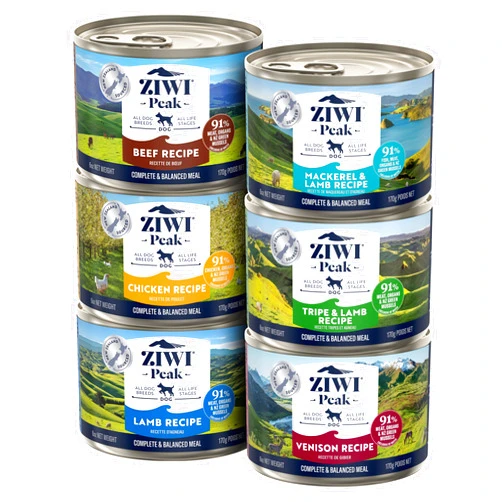 ZIWI Peak Wet Dog Food Variety Pack - Beef, Chicken, Lamb, Mackerel, Tripe, Venison, 6 Pack (6oz Each)