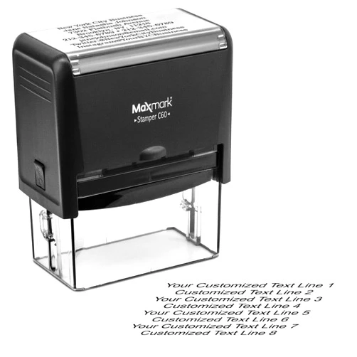 MaxMark Customized Self Inking Stamp - Up to 8 Lines of Text - XX-Large Size - Choose from 15 Ink Colors