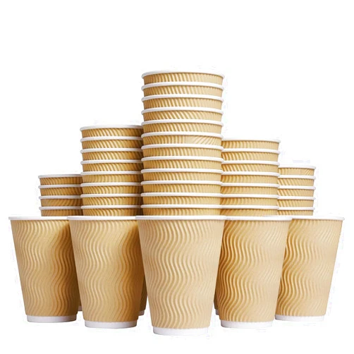 Luckypack Hot Paper Cups_12 oz Disposable Insulated Corrugated Sleeve Ripple Wall Paper Cup 100 pcs,12oz Cups for Drink，Hot Coffee Cups (Brown)