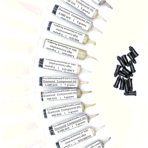 TechDiamondTools Kit of 12 Diamond Polishing Compound Polishing Pastes USA Made 200,000 to 400 Grit for Marble Glass Metal Rock Jewelry Resin Silver Gemstone with High Concentration of Diamond Powder