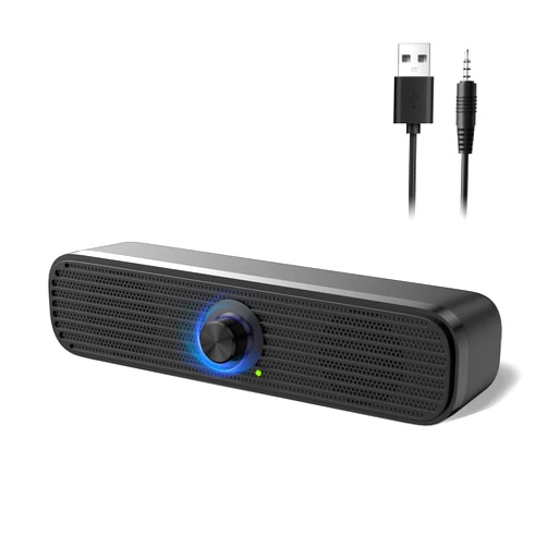 1Mii Computer Speakers for Desktop Laptop Tablet, USB Powered PC Speakers, Small Speakers Wired with Volume Control for Cellphone Pad MP3, Stereo Sound with 3.5mm Audio Plug for Windows Mac Linux PCs