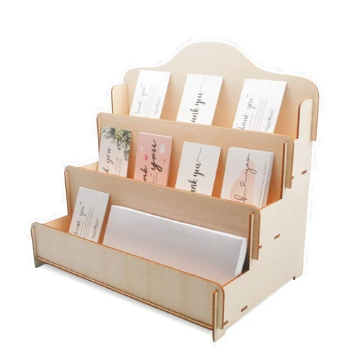 AnairsMo 3 Tier Greeting Card Display Stand, Wooden Display Stand, Card Display Stand, Portable Cardboard Sticker Display Stand for Vendors, Retail Counter, Table Display, Trade Shows, Showcase