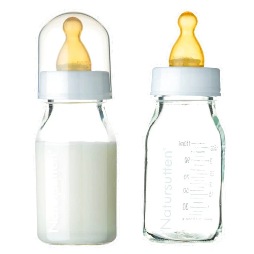 Natursutten Glass Baby Bottles 8 oz and 4 oz - Anti-Colic Baby Bottles for Breastfeeding Babies, Suitable for Boiling and Freezing - Bottles with Natural Rubber, Slow Flow Nipples for Newborn Babies