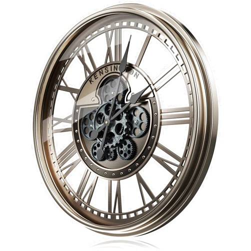 TOKTEKK 21 inch Large Wall Clock with Real Moving Gears, Battery Operated Modern Metal Decorative Oversized Industrial Steampunk Wall Clock for Living Room Decor,Roman Numeral Gunmetal
