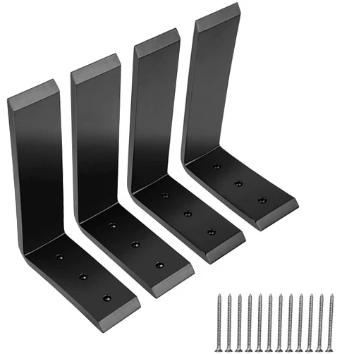 LuckIn Countertop Support Bracket 6 x 8 Inch, Heavy Duty Metal Corbels for Bar Top, Granite/Concrete/Wood Countertops, Up to 600lbs, Matt Black, 4-Pack