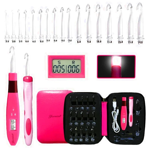 Yarniss 17 Size Counting Crochet Hooks Set, Light Up Crochet Hooks for Stitch & Row Counter