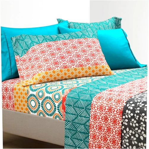 Lush Decor Bohemian Stripe 6 Piece Soft Sheet Set, King, Turquoise & Orange - Microfiber Bedding Set