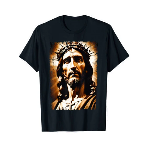 Face Of Jesus On A Cross With Crown Of Thorns Image Face Of Jesus On A Cross With Crown Of Thorns T-Shirt