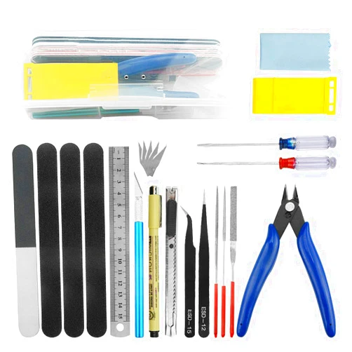 BXQINLENX Professional 20 PCS Model Tools Kit Modeler Basic Tools Craft Set Hobby Building Tools Kit for Gundam Car Model Building Repairing and Fixing(O)