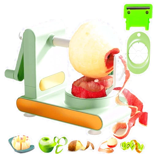 EZGHAR Multi Fruit Peeler, Home Essentials Multi-Fruit Peeler 2.0, 2024 Upgrade Hand Peeler Fruit Peeler Machine, Stainless Steel Fruit and Vegetable Peeler for Potatoes, Apples (Light Green)