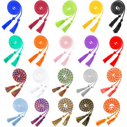 Lyrow 20 Pcs Graduation Double Honor Cord 67'' Cord with Tassel Bulk Multi Color Polyester Fabric Braided Yarn Cords for Bachelor Gown College Graduation Student Graduate Ceremony Party Accessories