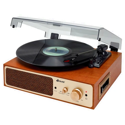 Jensen JTA-245 Dual Bluetooth Turntable (33/45/78 RPM) Cassette Player/Speakers