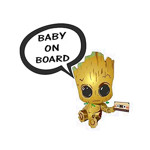 EARLFAMILY 5.1'' Baby on Board Car Stickers Groot Baby Graphics Decal Waterproof Vinyl Trunk Bumper Car Accessories