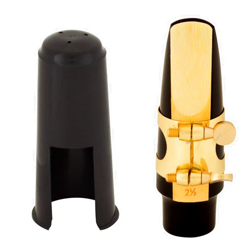 Cecilio 4C Alto Saxophone Mouthpiece with Ligature, One Reed and Plastic Cap (Gold Lacquered)