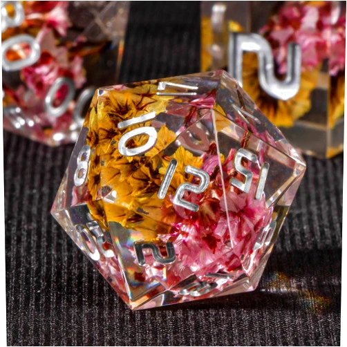 KERWELLSI Dungeons and Dragons Dice Set, 7pcs Handmade DND Resin Sharp Edged Dice Set Rolling D20, 6 Sided Polyhedral Dice Set with Cool Box, Lightning RPG D&D Dice Set for Role Playing Games