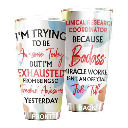 MEDROC Awesome Miracle Worker Clinical Research Coordinator Tumbler Stainless Steel 20oz, Funny Gifts Bulks For Office Women Men Work Friends Coworker, Driking Coffee Cup For Birthday Christmas