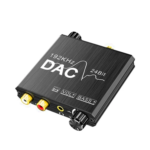 Alanph 192khz Audio Converter Digital to Analog DAC - Bass and Volume Control - Digital SPDIF/Optical/Toslink/Coaxial to Analog Stereo L/R RCA and 3.5mm Jack Converter for PS3 PS4 DVD Home Cinema