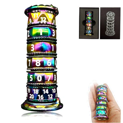 FLUEFOWL Dragonstone Keep Roulette Dice Spinner for DND Dice Set, Dragon Metallic D&D Dice with Gift Case for Dungeons and Dragon Game, RPG Role Playing Table Game Gifts (Rainbow)