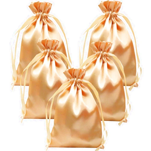 Gbateri 35 Pack 5 x 7 inches Satin Gift Bags with Drawstring, Party Favor Bags, Silk Jewelry Bags, Fabric Cloth Drawstring Pouch Bags,Christmas Gift Bags (Gold)