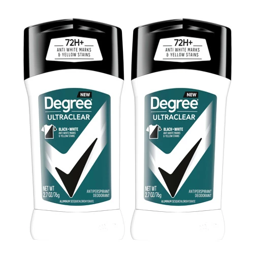 Degree Men UltraClear Antiperspirant Deodorant Black+White 2 Count 72-Hour Sweat & Odor Protection Antiperspirant For Men With MotionSense Technology 2.7 oz