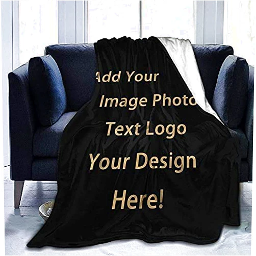 CAREFORM Custom Blanket with Photos Text Customized Blanket Personalized Flannel Throw Blankets for Christmas Halloween Fathers Mothers Adult Kid Birthday Valentines Day Gift(1 Photo,60x50 Inch)