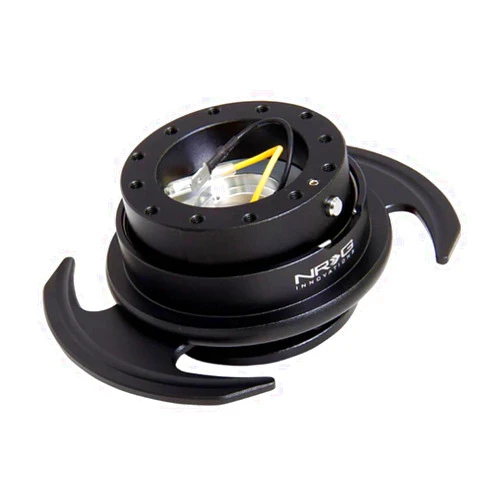 NRG Innovations NRG-SRK-650BK GEN 3.0 Race Steering Wheel Quick Release Hub Adapter, 6-Hole Desgin & 6x70 and 6x74mm Bolt Patterns, Black Body/Black Ring With Handles