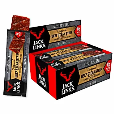 Jack Links Jack Link’s Beef Strips, Original, 12 Count – Great Protein Bar, Meat Bar with 8g of Protein and 70 Calories, Made with 100% Premium Beef, Gluten Free, No added MSG or Nitrates/Nitrites