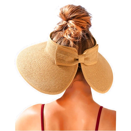FURTALK Sun Visor Hats for Women Beach Hat Ponytail Summer UPF 80+ Beach Vacation Essentials Packable Wide Brim