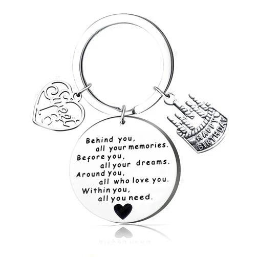 Scoban Yangling gift for a lady friend，Jewelry Gift Happy Birthday Keychain Inspirational Gifts For Girls Boys Birthday