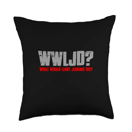 Visit The Leroy Jenkins Apparel WWLJD WHAT WOULD LEROY JENKINS DO? Throw Pillow