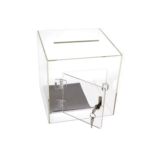SOURCE ONE Sourceone.org USA Made Premium Clear Acrylic Ballot Box Donation Box Cube (12 Inch)