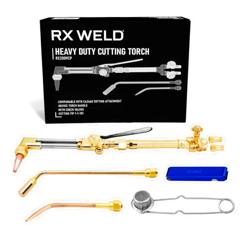 RX WELD Heavy Duty Oxy-Fuel Torch Kit with Check Valves, Cutting Tip 1-1-101 and 8-MFA Heating Nozzle