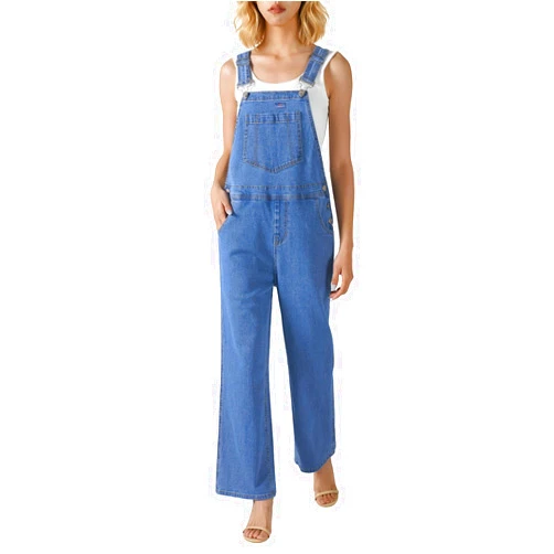 HISEA Denim Overalls Loose Fit for Women, Women's Jean Cotton Overall Bib Baggy with Barrel Leg for Summer and Work, Blue