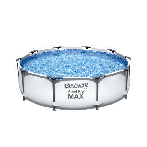 Bestway Steel Pro MAX 10 Foot x 30 Inch Round Metal Frame Above Ground Outdoor Backyard Swimming Pool Set with 330 GPH Filter Pump