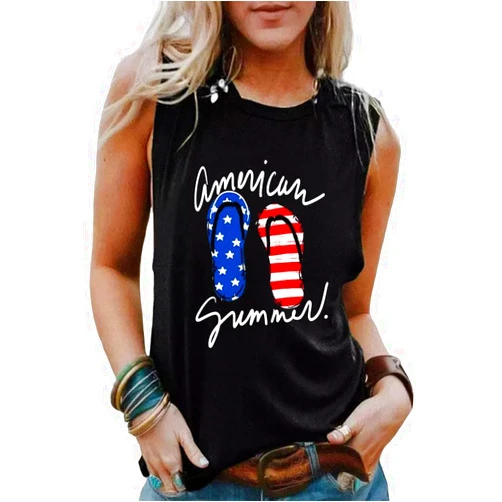 Weokwock Women 4th of July Patriotic Tank Tops USA Flag American Independence Day Shirts Memorial Day Tops Tee