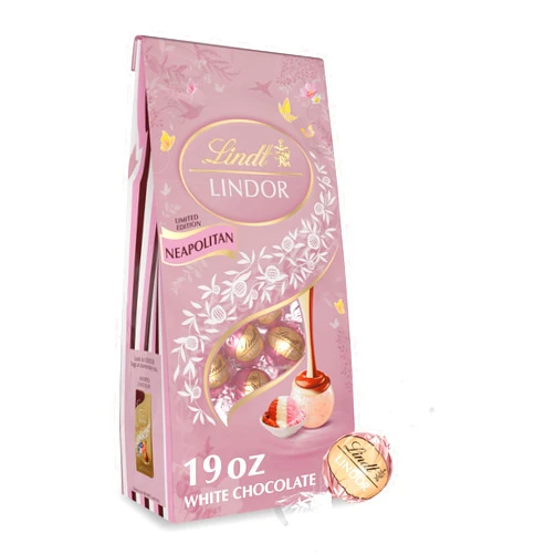 Lindor Lindt LINDOR Spring Easter Neapolitan White Chocolate Candy Truffles, Chocolates with Smooth, Melting Truffle Center, 19 oz Bag