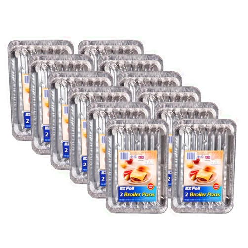 Hefty EZ Foil 8-1/2 in. W X 11-3/4 in. L Super Broiler Pan Silver 2 pk (Pack of 12)