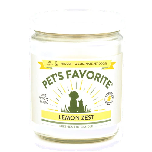 Pet's Favorite - Tested & Proven - Odor Eliminating Candle, Pet-Friendly Scented Candle, in 7 Great Fragrances – 70-Hour Burn Time, Cotton Wick (Lemon, Pack of 1)