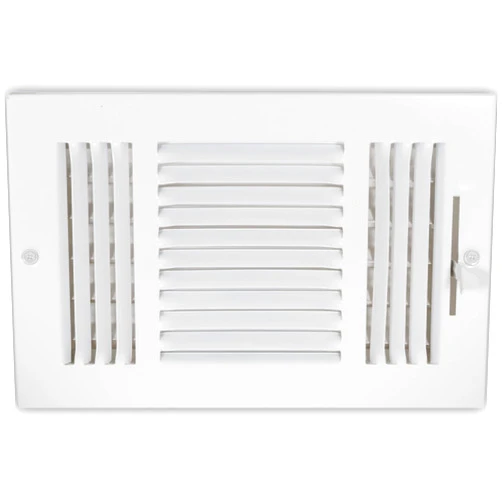 EZ-FLO 10 x 6 Inch (Duct Opening) White Air Vent Cover for Wall or Ceiling, Three-Way Ventilation Register, 11-3/4 Inch x 7-3/4 Inch (Overall Dimensions), Solid Steel HVAC Cover, 61614