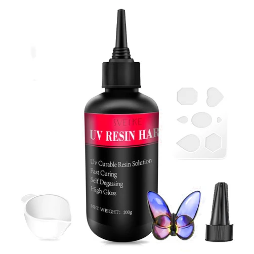 SVECKE Crystal Clear Hard UV Resin Clear Hard Type 7oz Transparent UV Solar Curing Resin for DIY Earring Pendant Jewelry Making Craft Decoration (7oz)
