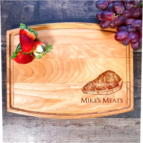 CUSTOMIZEFAST Personalized Cutting Board. Steak. Custom Boards. Gift For Him. Engraved. (Cherry wood, 9