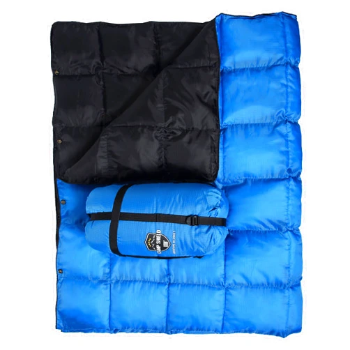USGI Industries Camp-Shield Adventure Blanket | Added Padding, Water Resistant, Lightweight and Warm | Perfect for Traveling, Festivals, Camping or Survival | Includes Compression Sack (Arctic Blue)