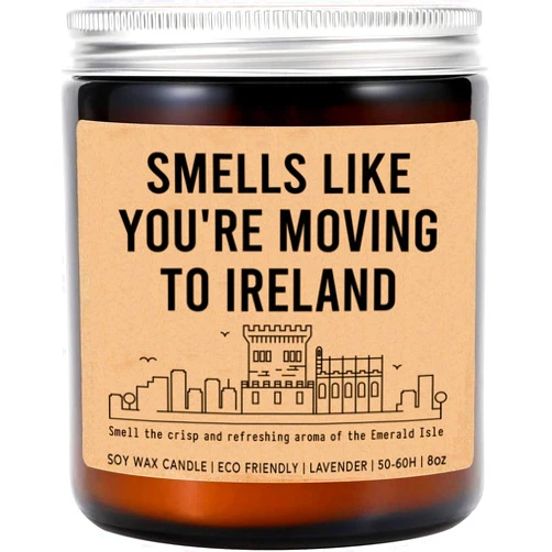 AnhTram97 Smells Like You're Moving Candle - Dublin Ireland Housewarming Gift - Lavender Fragrance - 8Oz Soy Wax Candle
