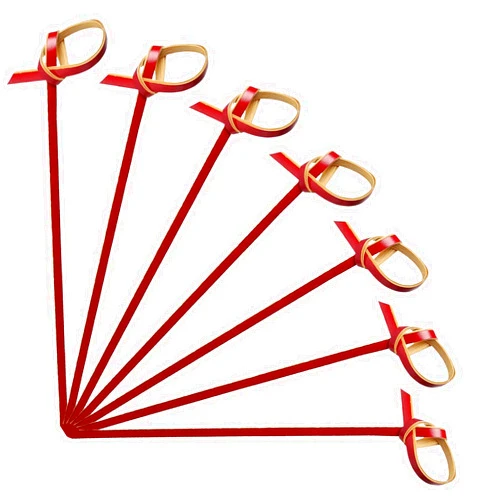 HXYCNNA 100 Counts Bamboo Cocktail Picks, Fancy Toothpicks Cocktail Skewers, Bamboo Skewers for Appetizers, Charcuterie Accessories, Bamboo Sticks with Knot, 4.7 Inch Long Cocktail Toothpicks - Red
